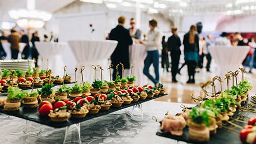 Catered platters laid out for a corporate function