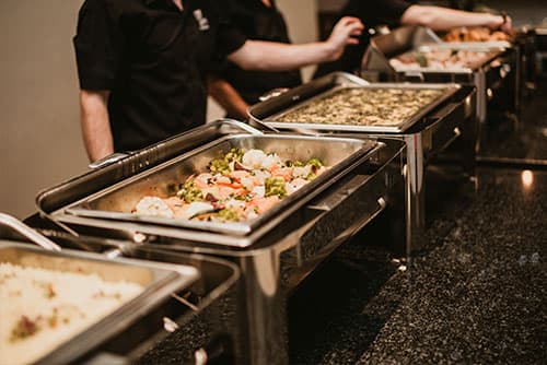 Catered lunch spread for a corporate function